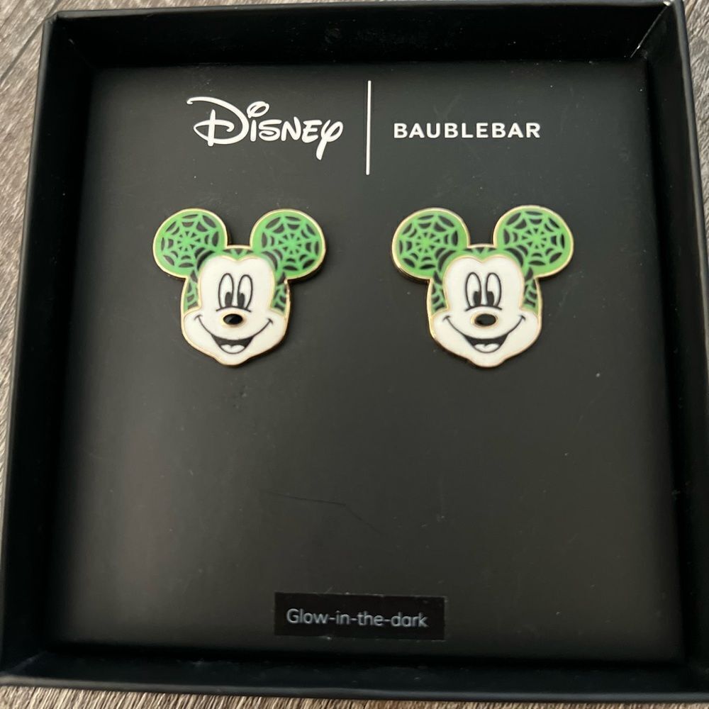 Disney x Baublebar Glow In The Dark Mickey Mouse Spider Wed Earrings
